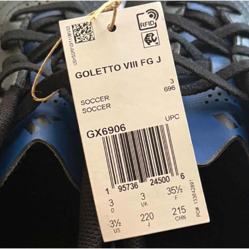 Adidas Youth Goletto VIII Firm Ground Soccer Cleats Size 3.5 Black Blue NWOB - Picture 12 of 12